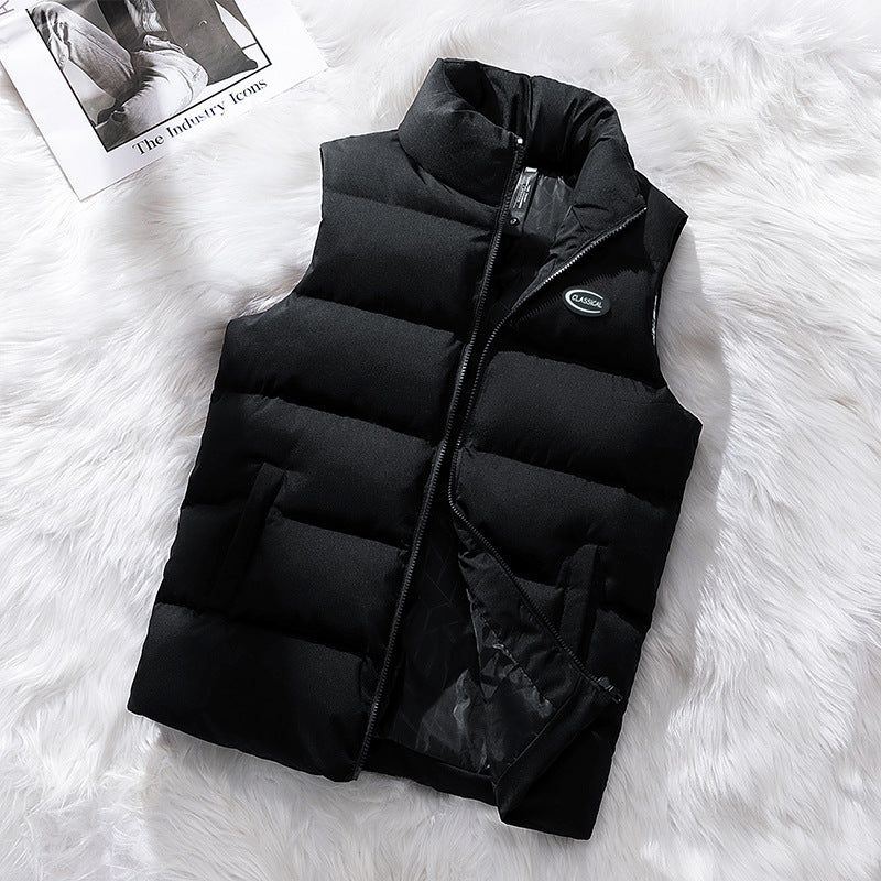 Men's Padded Quilted Vest with Stand Collar and Windproof Thermal Insulation Mune Fashion