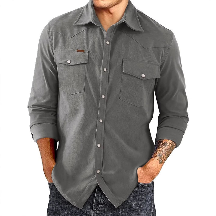 Men's Casual Cotton Shirt with Check Pattern