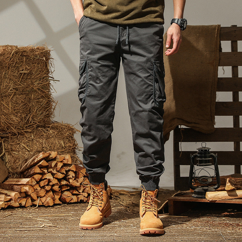 Men's Cargo Jogger Pants with Elastic Hem, Multifunctional Cargo Pockets, and Durable Canvas Mune Fashion