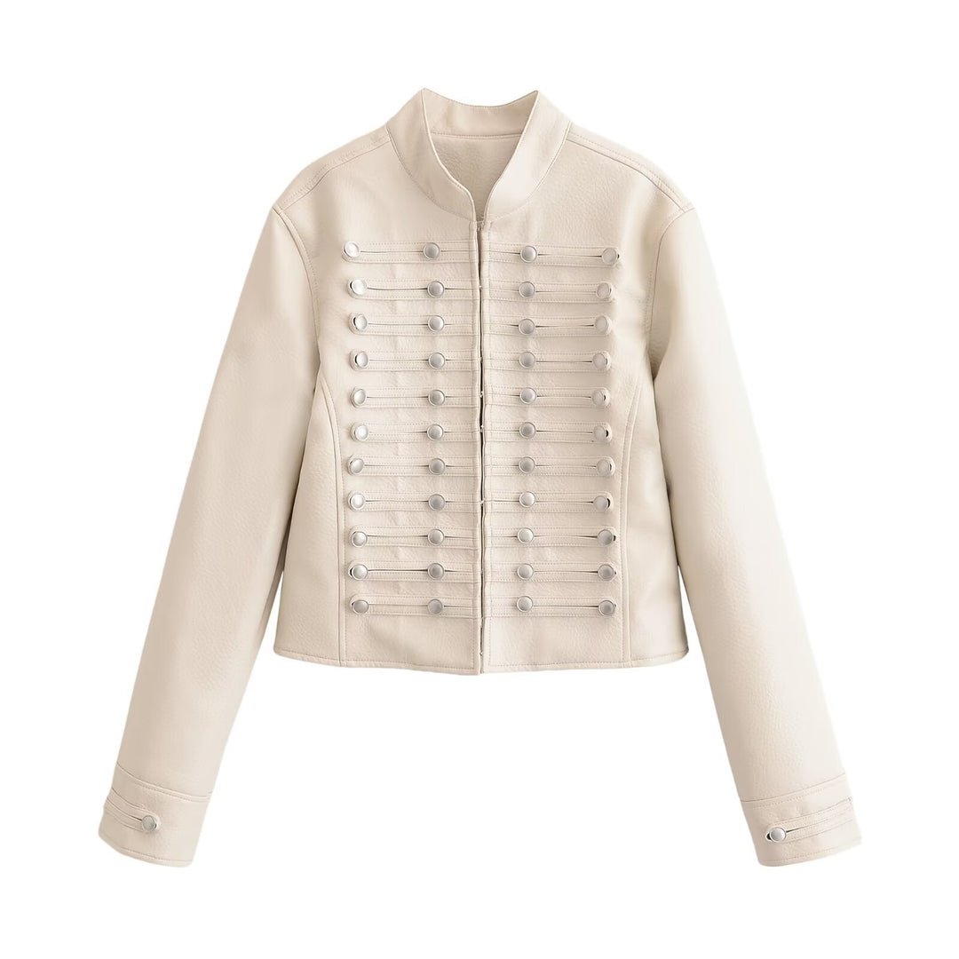 Women's short jacket in sailor military mix with decorative rows and stand-up collar Drune