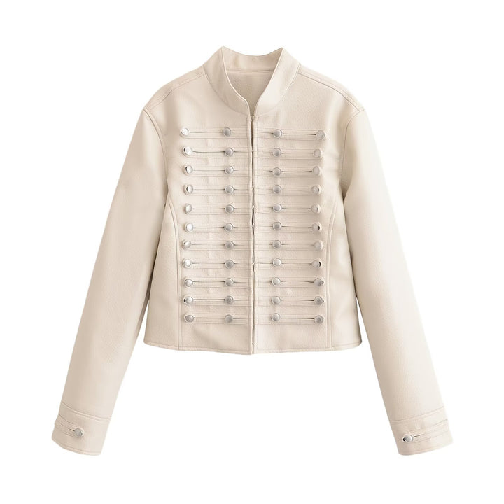 Women's short jacket in sailor military mix with decorative rows and stand-up collar Drune