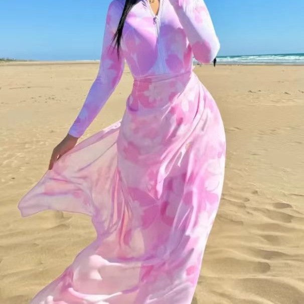Women’s beach dress with zipper and long sleeves Mune Fashion