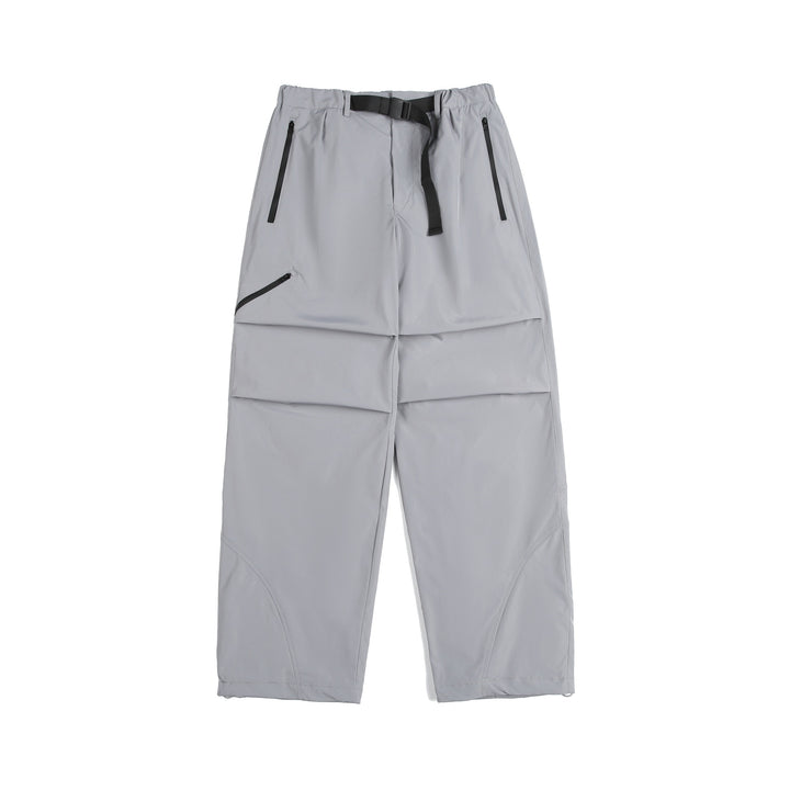 Unisex Technical Cargo Capri Pants with Elastic Waistband, Integrated Belt and Waterproof Zippers Mune Fashion