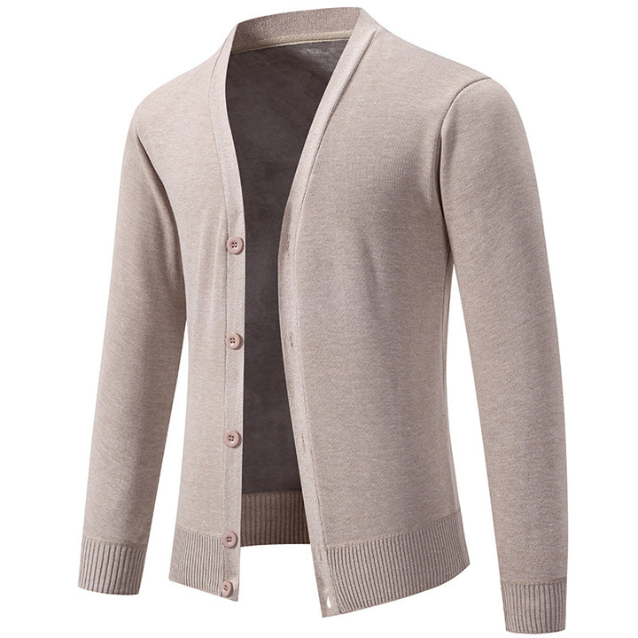 Men's lightweight fine knit cardigan with V-neck, concealed button placket and elastic ribbed cuffs Mune Fashion