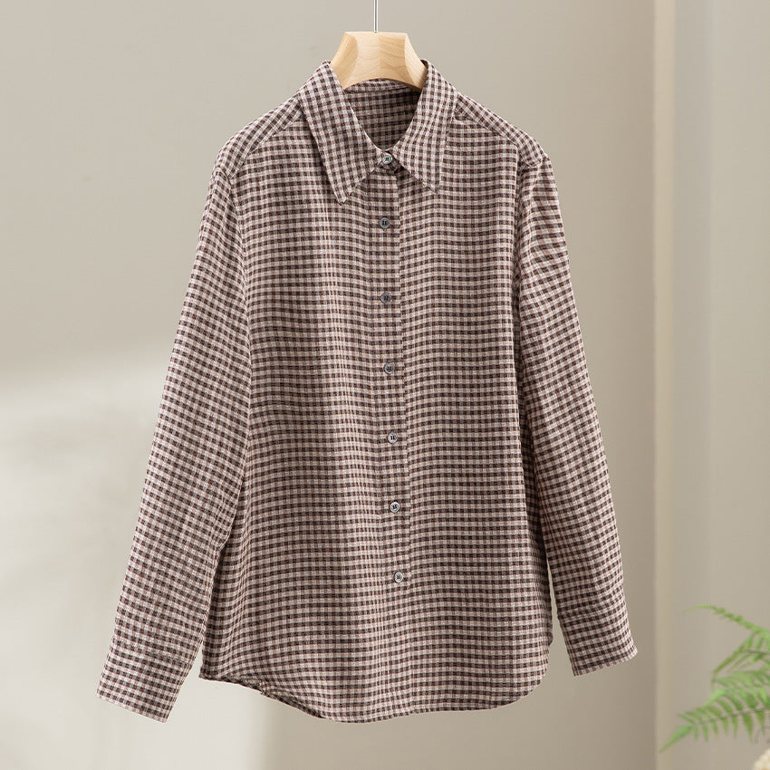 Women Checked Oversized Shirt Blouse with Continuous Button Placket Mune Fashion