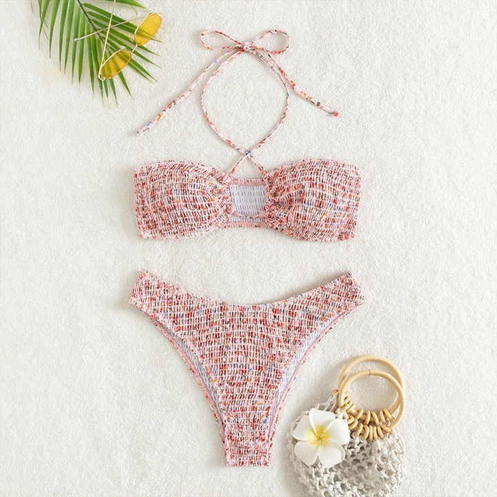 Women's Bandeau Bikini Set with Gatherings