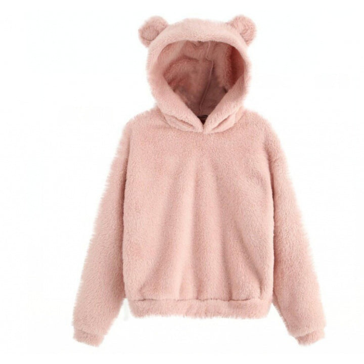 Women's Cozy Teddy Fleece Hoodie with Bear Ears and Oversized Fit Mune Fashion