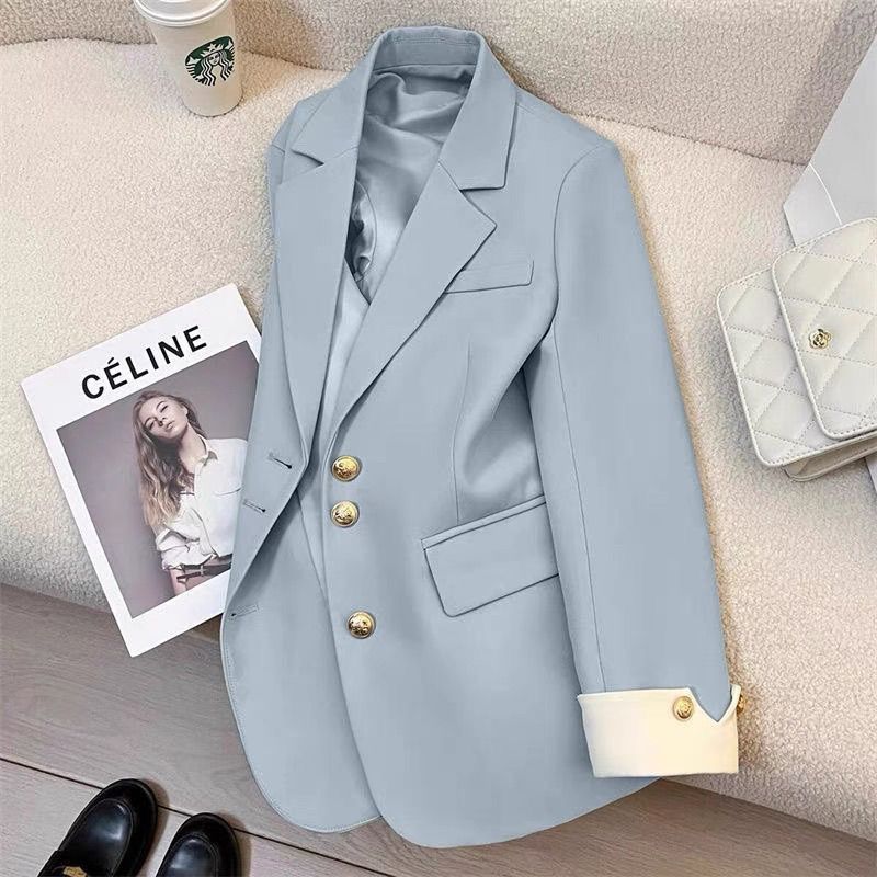 Women Elegant Blazer with Golden Buttons Mune Fashion