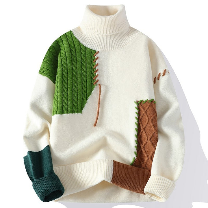 Unisex oversized knit sweater with cable pattern and decorative stitching Mune Fashion