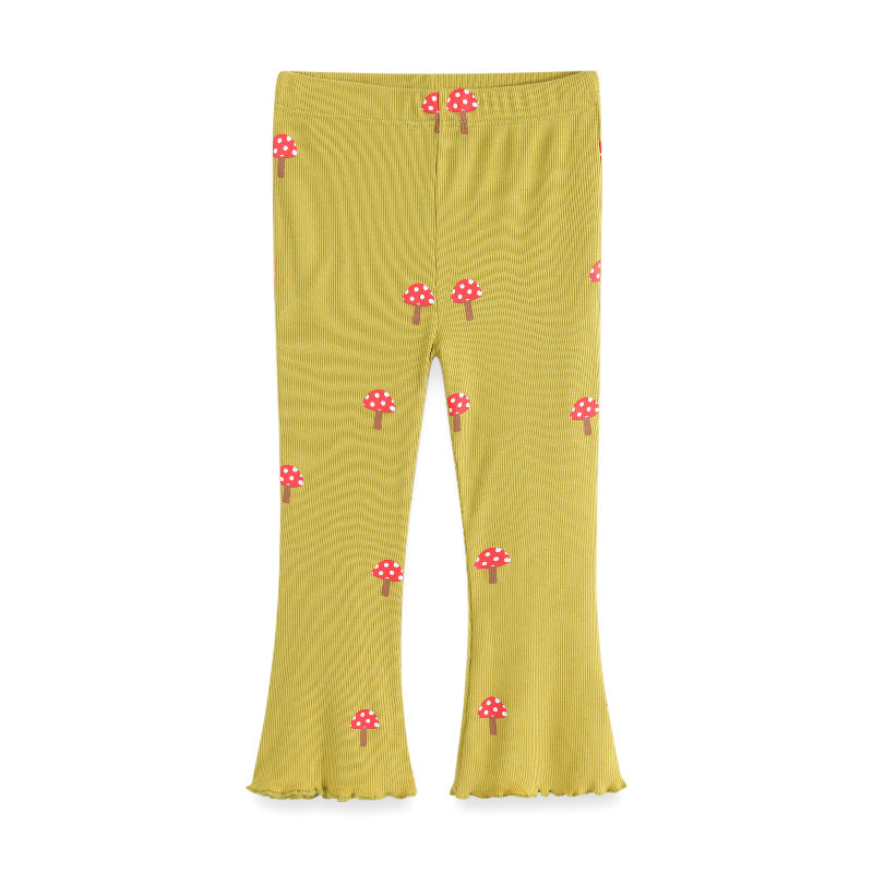 Girl's flared leggings with charming mushroom motif Mune Fashion