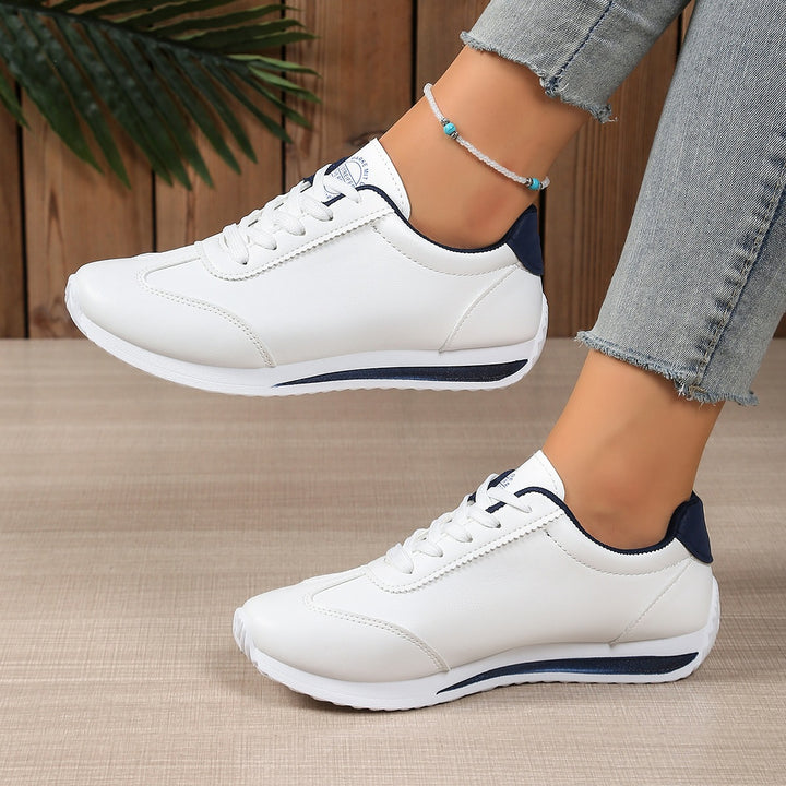 Damen Sneaker mit leichter Keilsohle und kontrastfarbenem Fersenpatch Mune Fashion