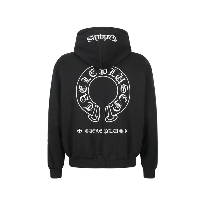 Unisex hooded sweatshirt in urban gothic print with ribbed hem Mune Fashion