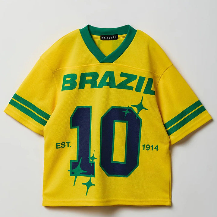 Unisex nan Oversize Sports Jersey in Retro Look with V-neck and Mesh Structure Mune Fashion