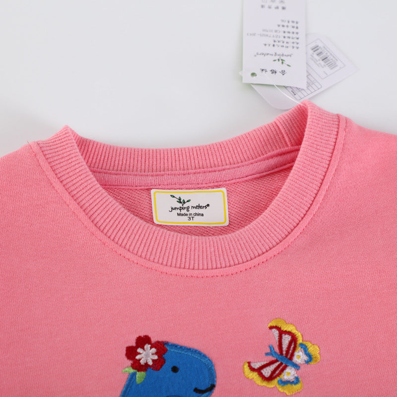 Girl's sweatshirt with colorful dinosaur and flower appliqués Mune Fashion
