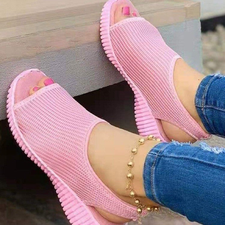 Ladies' breathable mesh sandals with open toe and flexible heel strap Mune Fashion
