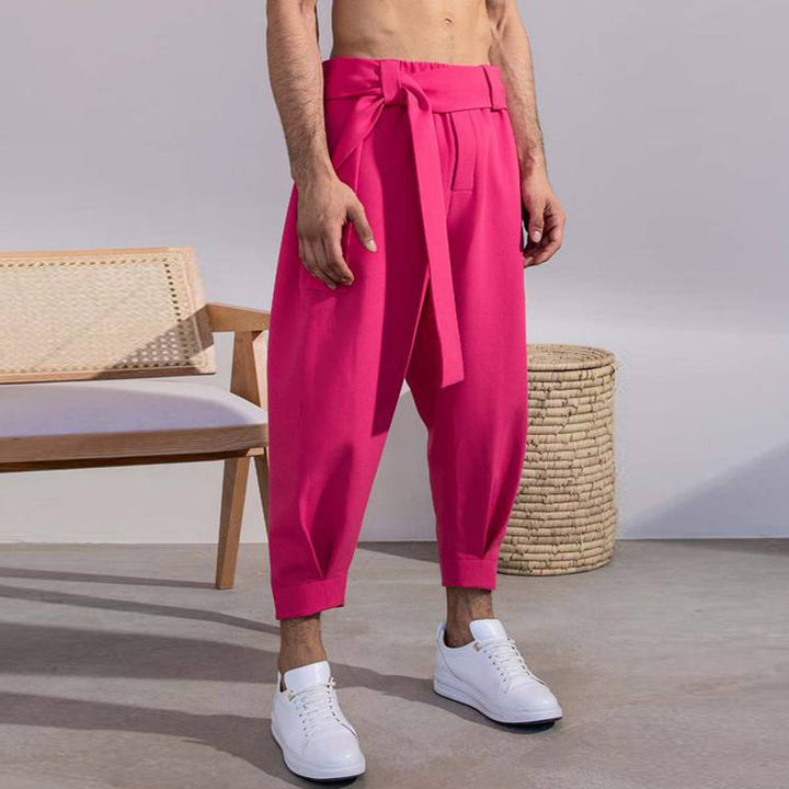 Men's elegant leisure pants with adjustable waistband and wide cut Mune Fashion