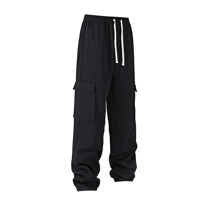 Men's loose cargo jogger pants with elastic waistband, drawstring and patch flap pockets Mune Fashion
