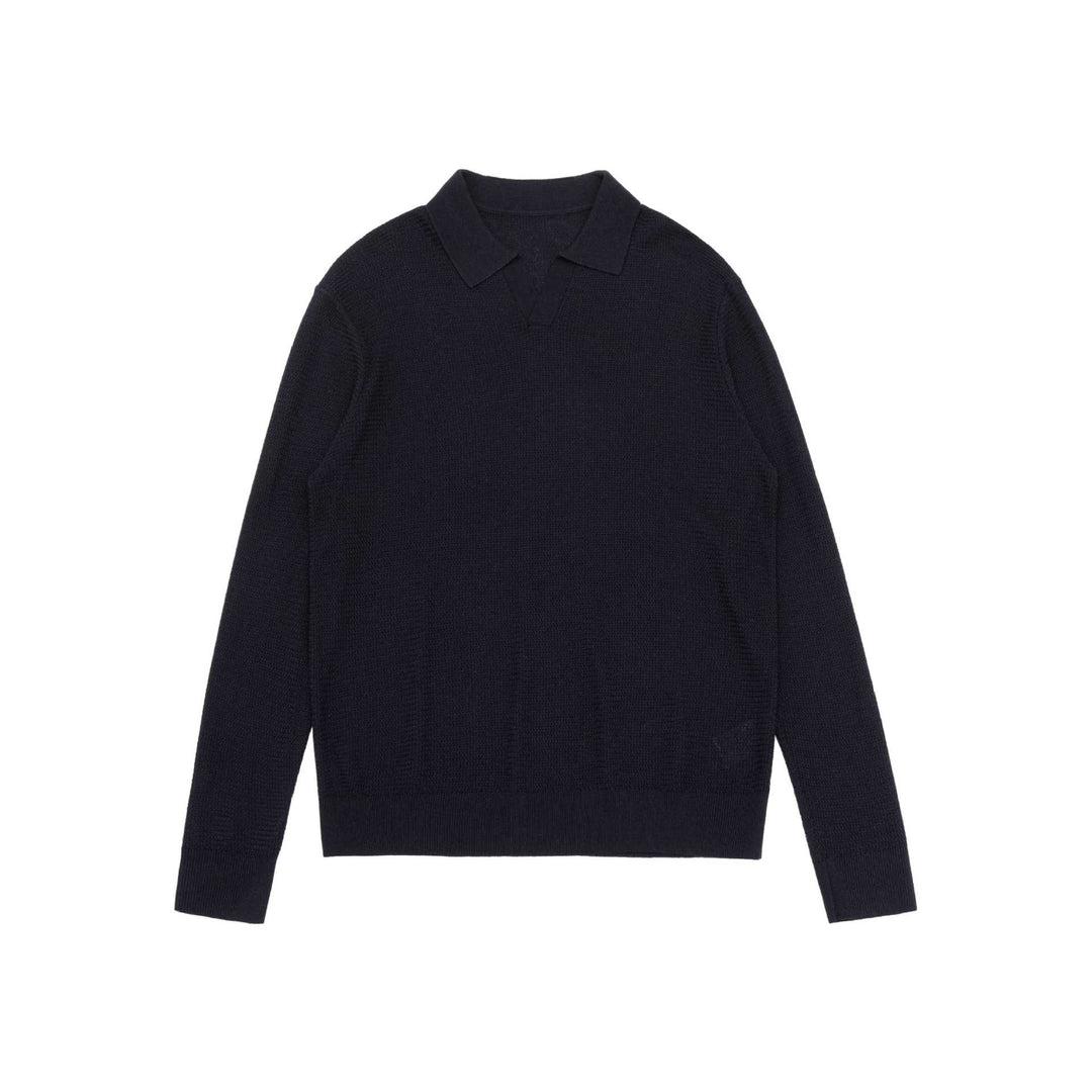Unisex fine knit polo sweater with turtleneck and ribbed hem Mune Fashion