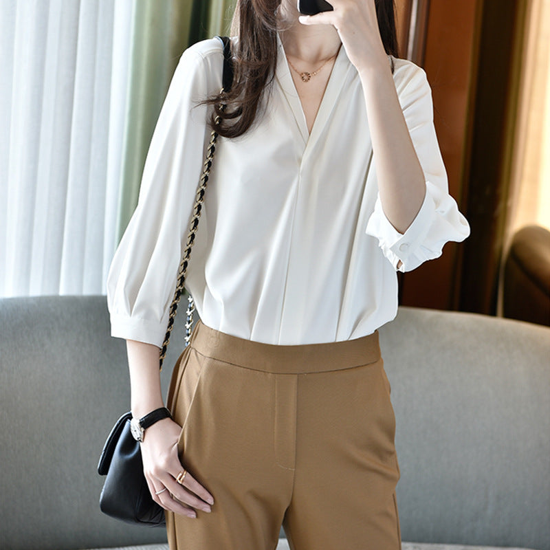 Women Elegant Blouse with Balloon Sleeves Mune Fashion