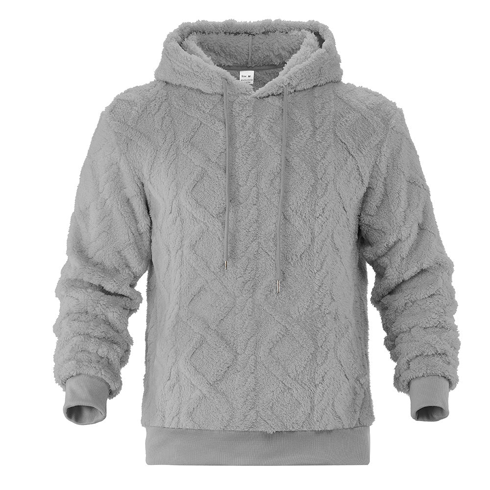 Men's teddy fleece hoodie with diamond structure, lined hood, and soft ribbed cuffs Mune Fashion