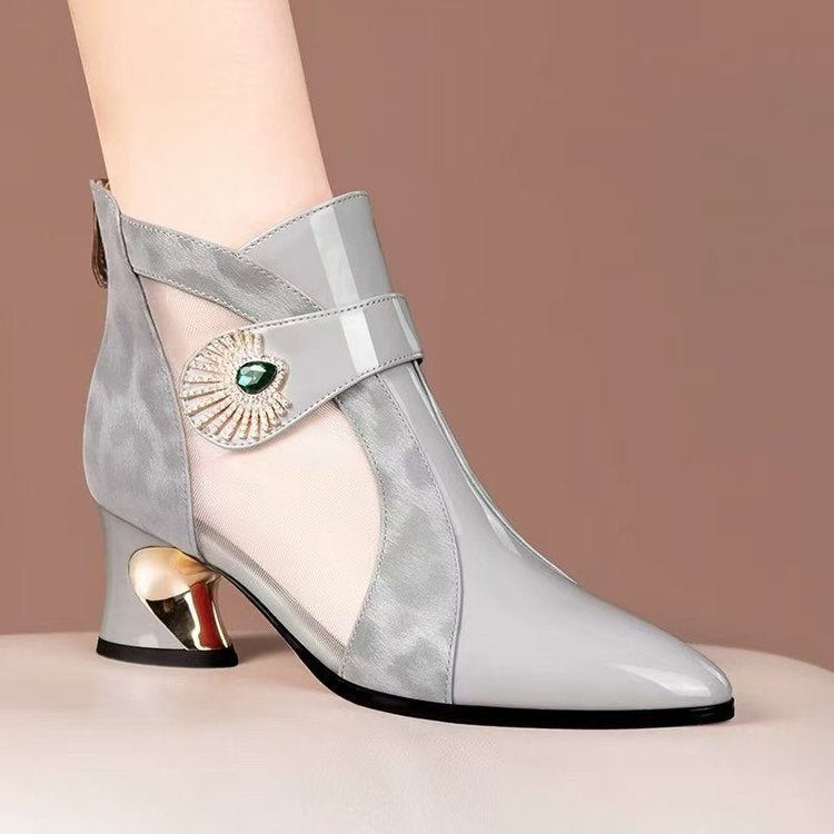 Women Elegant Ankle Boots with Transparent Inserts Mune Fashion