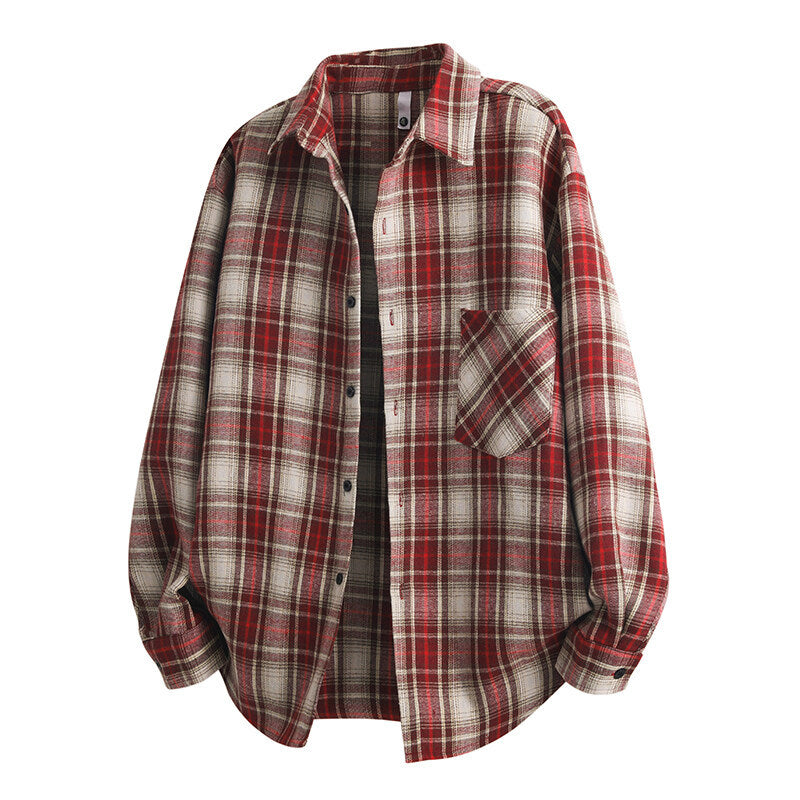 Unisex wide flannel shirt with checked pattern and applied chest pocket Mune Fashion