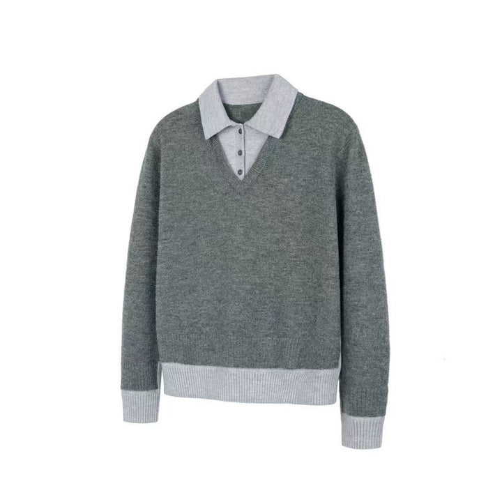 Men's Elegant Chunky Knit Sweater with Contrasting Collar Mune Fashion
