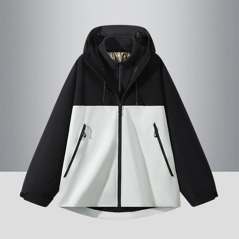 Men's Two-Tone Softshell Hybrid Jacket with Hood, Extended Back and Water-Resistant Zippers Mune Fashion