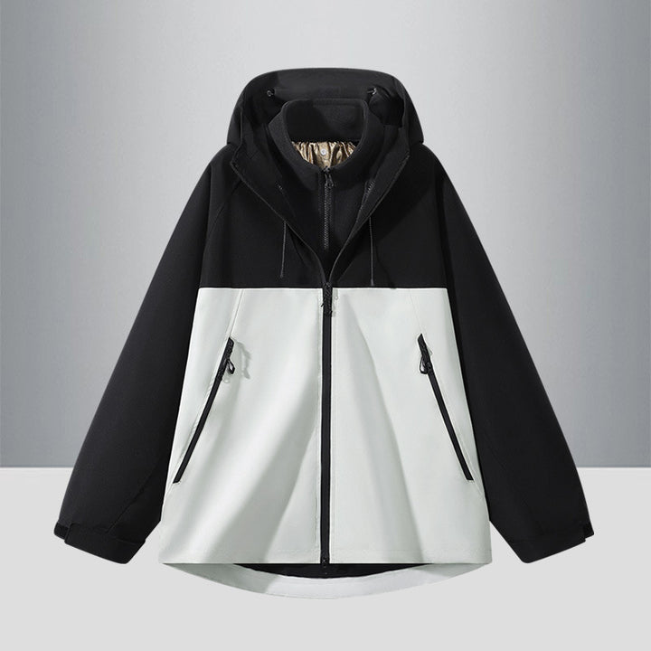Men's Two-Tone Softshell Hybrid Jacket with Hood, Extended Back and Water-Resistant Zippers Mune Fashion