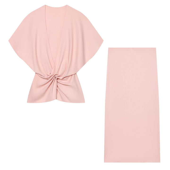 Women's Wrap Top with Kimono Sleeves and Twist Detail Mune Fashion