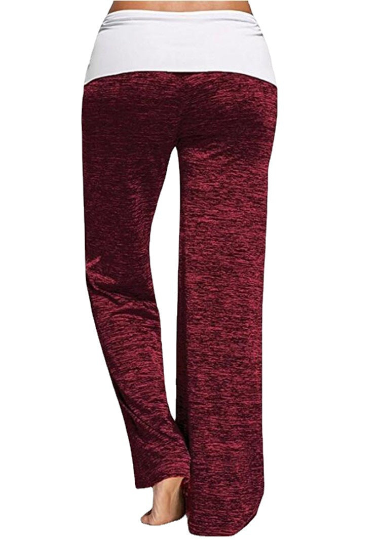 Women's Soft Palazzo Lounge Pants with Cuffed Waistband, Drawstring and Wide Leg Mune Fashion