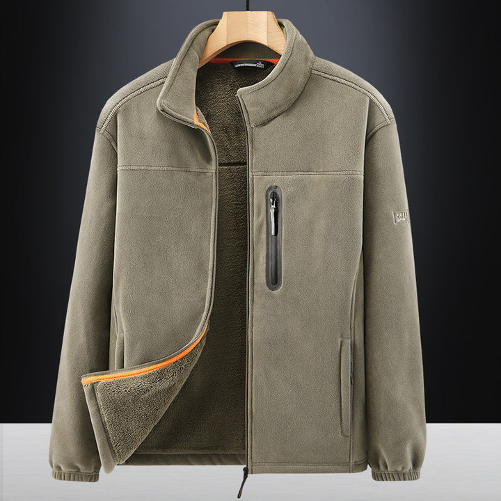 Men's microfleece outdoor jacket with waterproof breast pocket, stand-up collar, and teddy fleece lining Mune Fashion