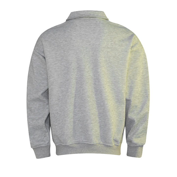 Men's Polo Sweatshirt in Oversize Relaxed Fit with Ribbed Cuffs and Button Placket Mune Fashion