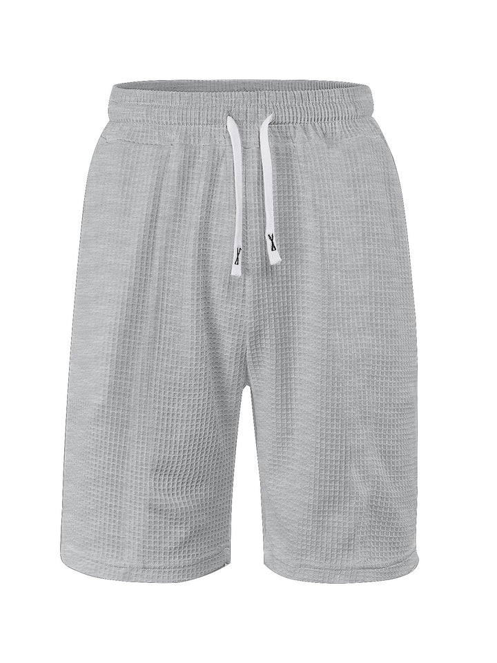 Men's breathable waffle pajama shorts with elastic comfort waistband, drawstring, and side pockets Mune Fashion