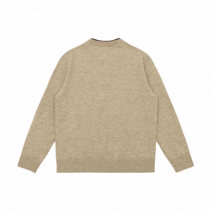 Unisex Mélange-knit sweater with half-neck V-slit and contrasted inner waistband Mune Fashion