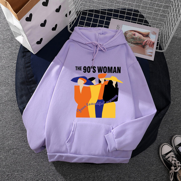 Women's oversized hoodie with 90s illustration print, brushed fleece, and kangaroo pocket Mune Fashion