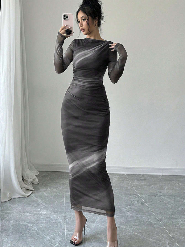 Ladies Elegant Wrap Dress with Texture Mune Fashion