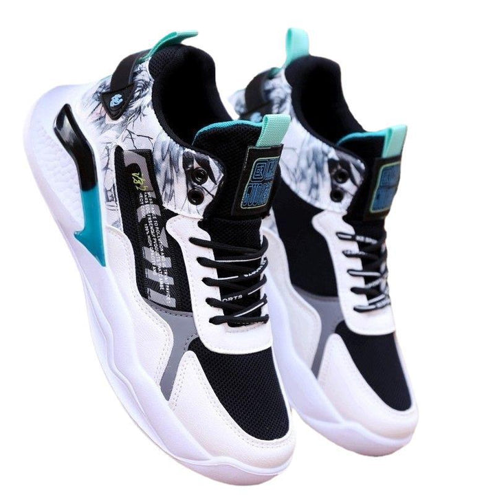 Men's Athletic High-Top Sneakers with Detailed Graphic Design Mune Fashion