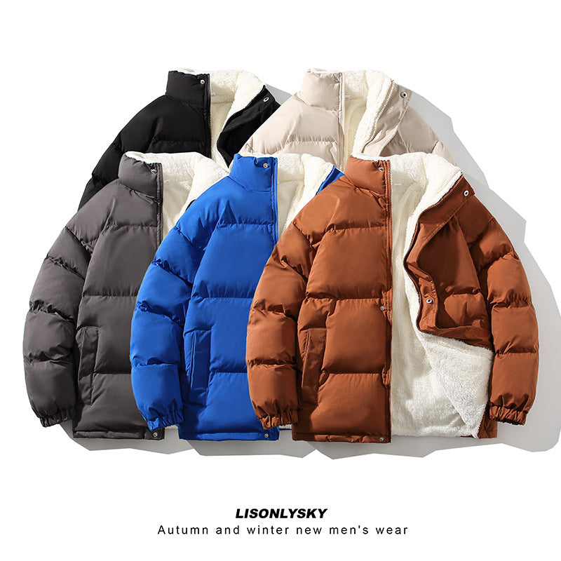 Men's padded winter quilted jacket with teddy lining, high stand-up collar and concealed snap button placket Mune Fashion