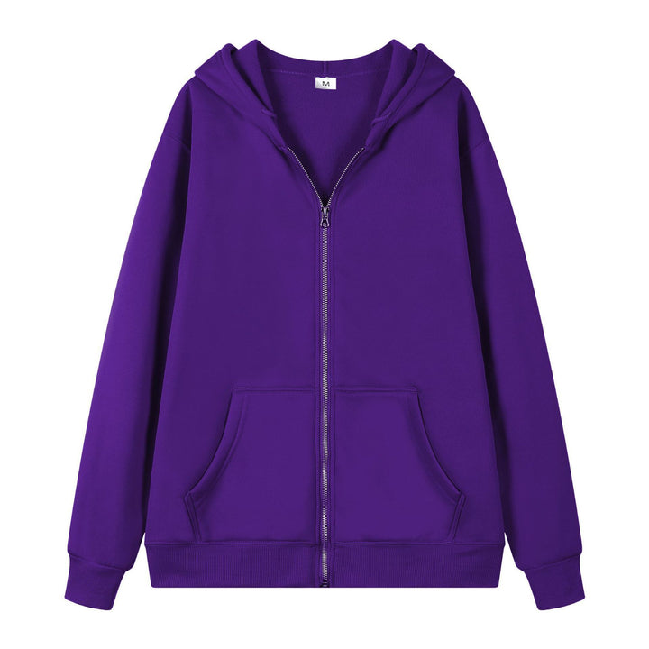 Women's casual zip hoodie jacket in boxy cut with dropped shoulders, hidden drawstring, and large kangaroo pockets Mune Fashion