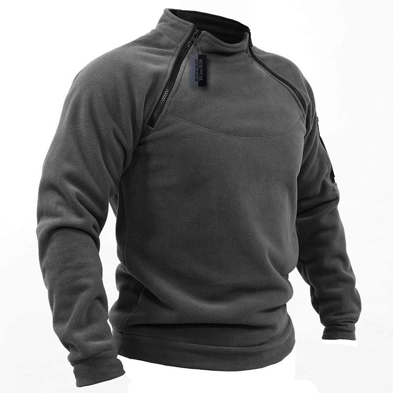 Men's functional fleece pullover with shoulder ventilation, high stand-up collar and arm pocket Mune Fashion