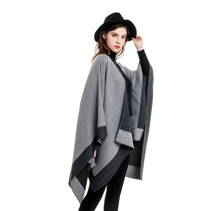 Women's Reversible Poncho made of fine Cashmere Blend Mune Fashion