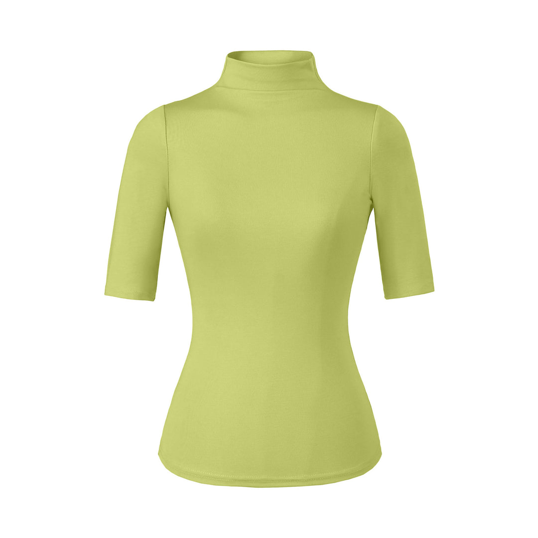 Women's Fitted Stand Collar Shirt with Half-Length Sleeves Mune Fashion