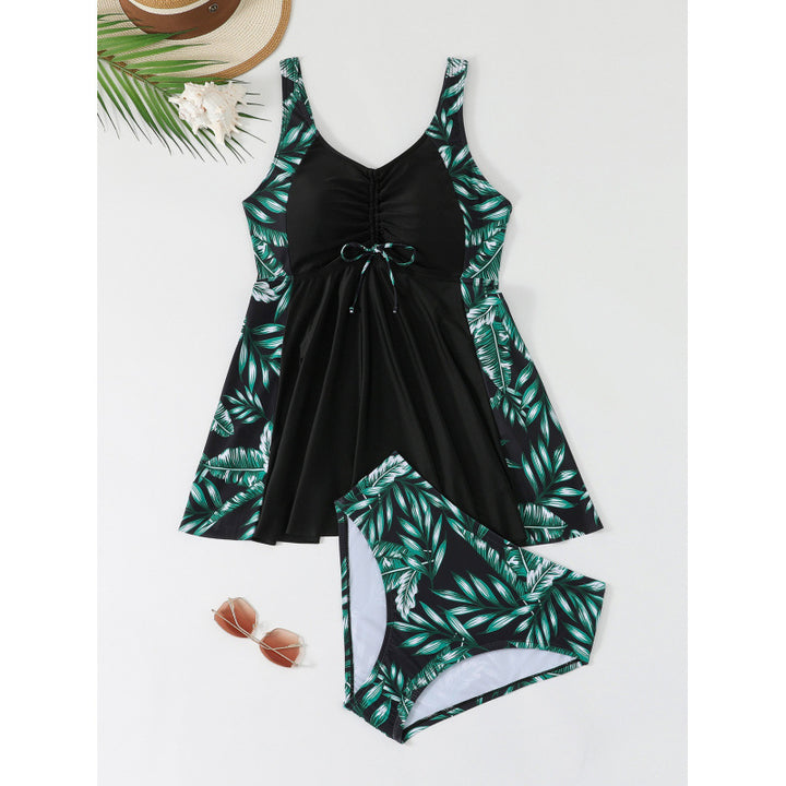 Women's swimsuit with asymmetrical skirt and floral details Mune Fashion