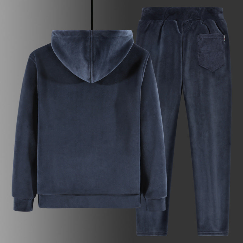Men's Two-Piece Fleece Tracksuit with Hooded Jacket, Teddy Lining and Jogging Pants Mune Fashion
