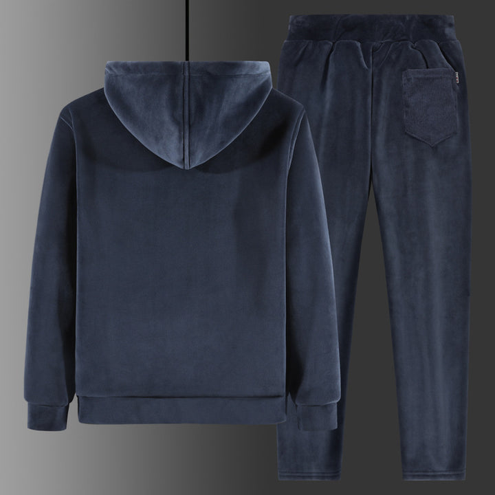 Men's Two-Piece Fleece Tracksuit with Hooded Jacket, Teddy Lining and Jogging Pants Mune Fashion