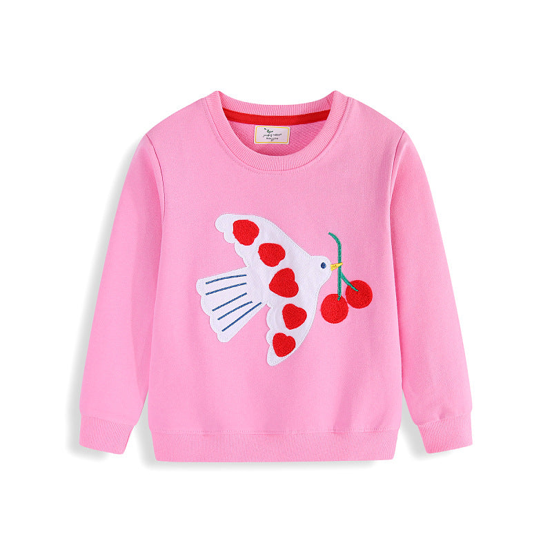 Girl's sweatshirt with loving heart and bird motif Mune Fashion