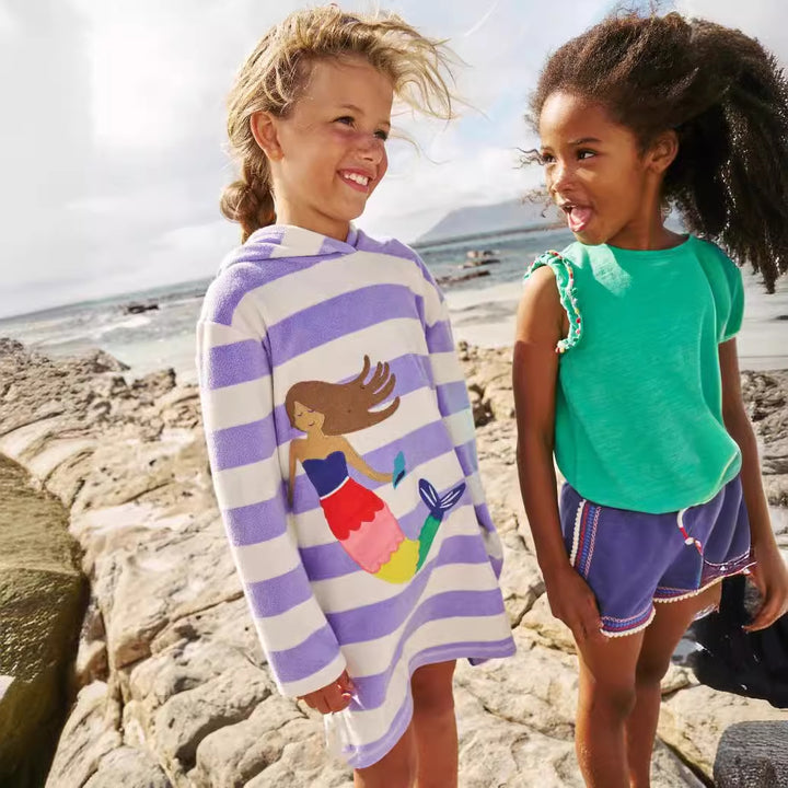 Girl's hooded dress with maritime motif Mune Fashion