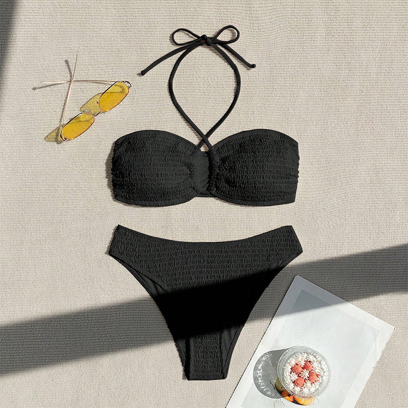 Women Bustier Bikini Set with elastic ruffle design Mune Fashion