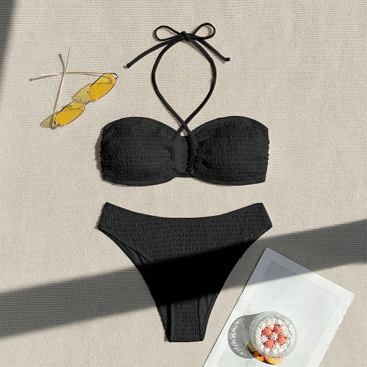 Women Bustier Bikini Set with elastic ruffle design Mune Fashion